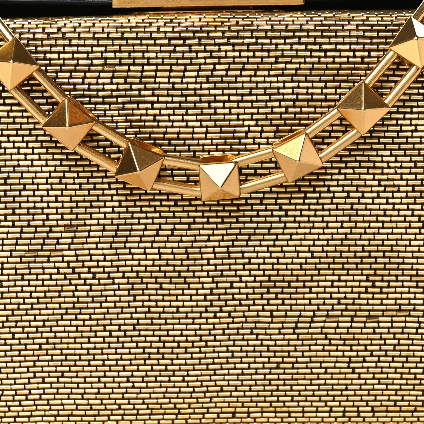 Metallic Calfskin Beaded Rockstud Evening Clutch Antique Bronze