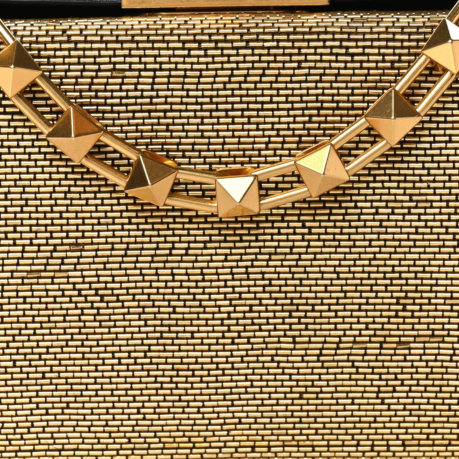 Valentino Garavani Metallic Calfskin Beaded Rockstud Evening Clutch Antique Bronze 7 of 9