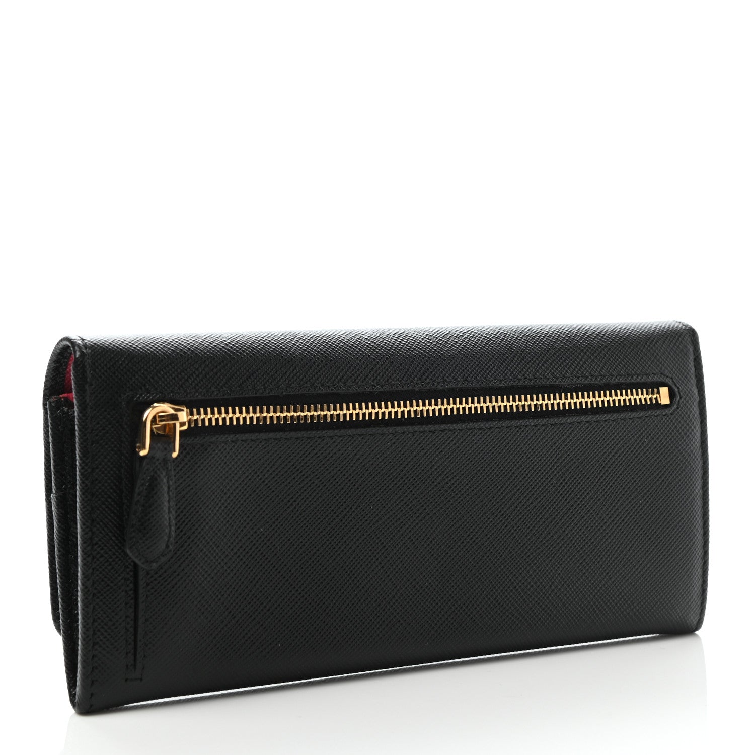 Prada Saffiano Continental Flap Wallet Black Ibisco 4 of 9
