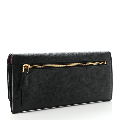 Prada Saffiano Continental Flap Wallet Black Ibisco 4 of 9