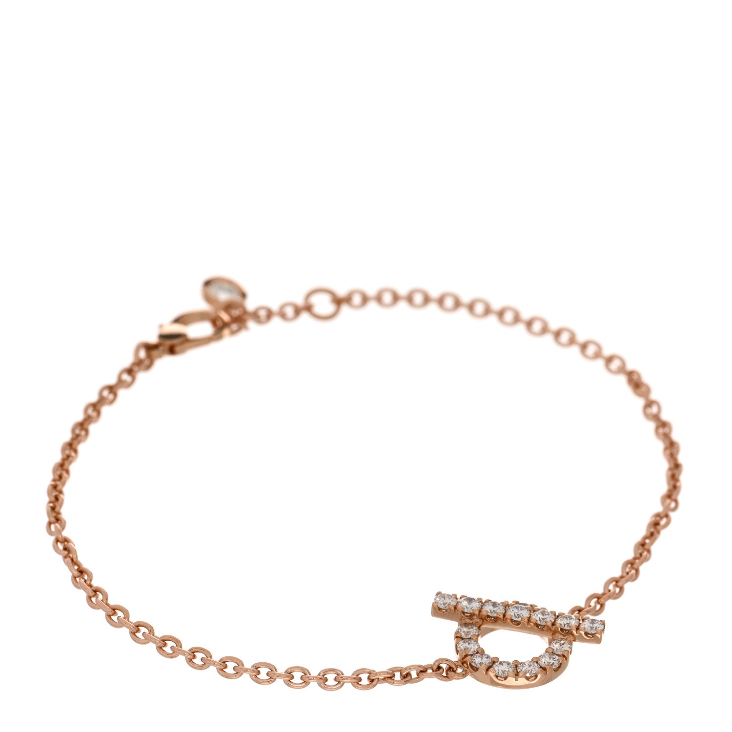 Hermes 18K Rose Gold Diamond Finesse Bracelet ST 1 of 4