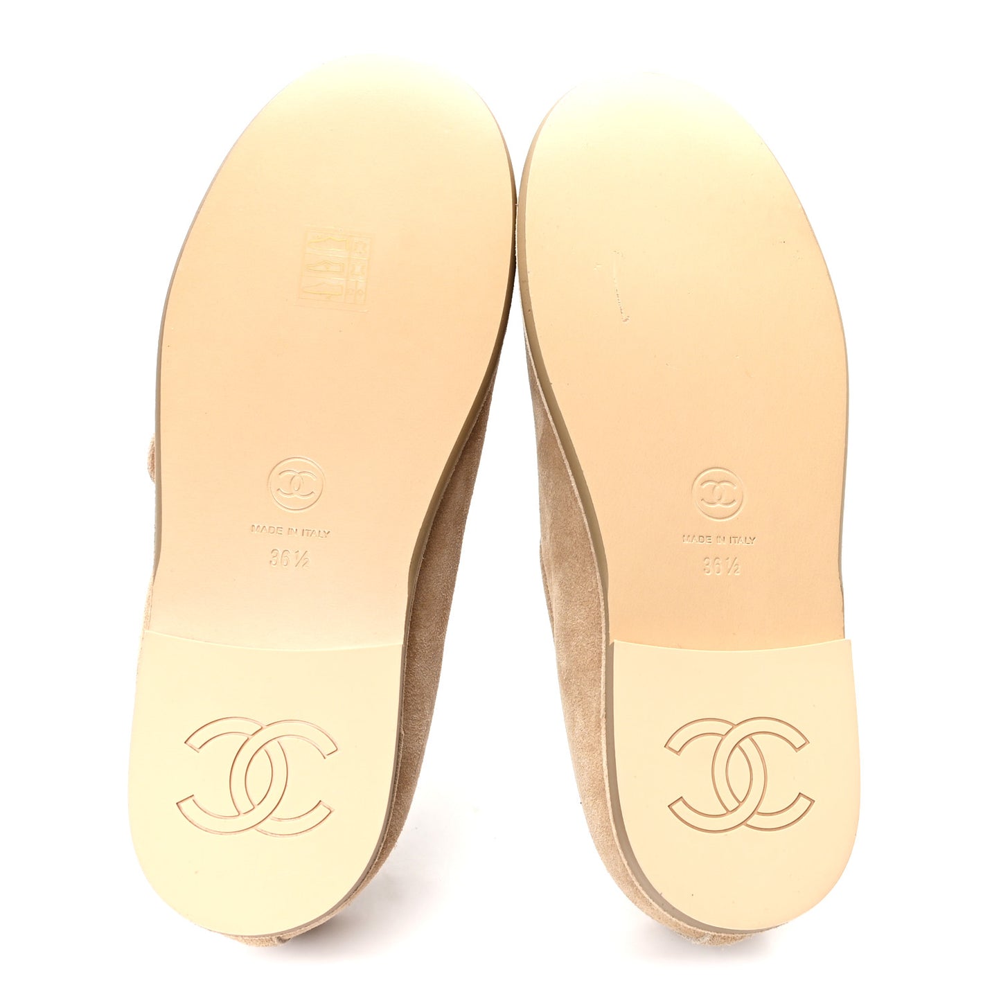Suede Shearling Mary Jane Flats 36.5 Beige