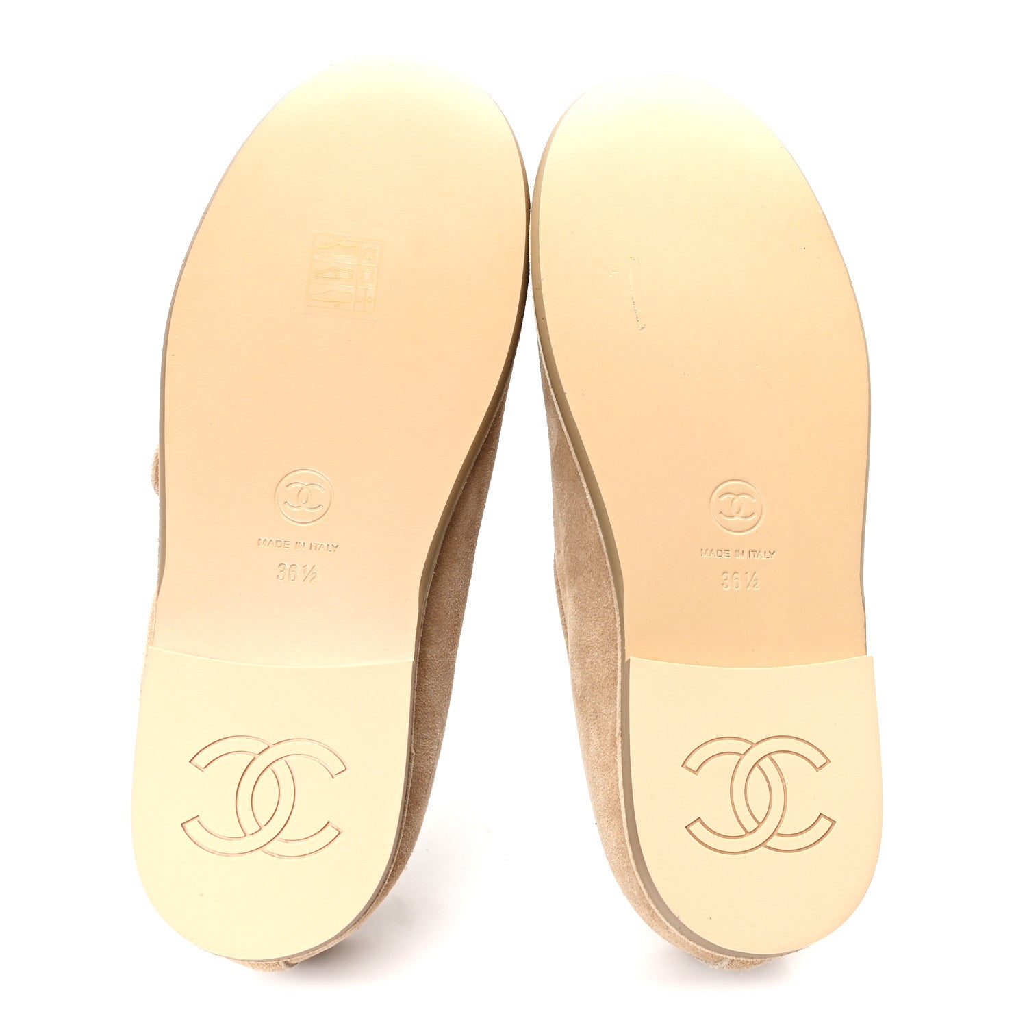 Chanel Suede Shearling Mary Jane Flats 36.5 Beige 7 of 9