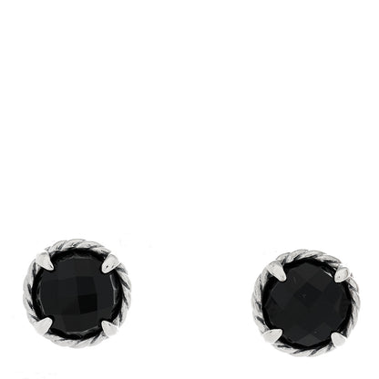 David Yurman Sterling Silver Black Onyx 8mm Chatelaine Earrings 1 of 5