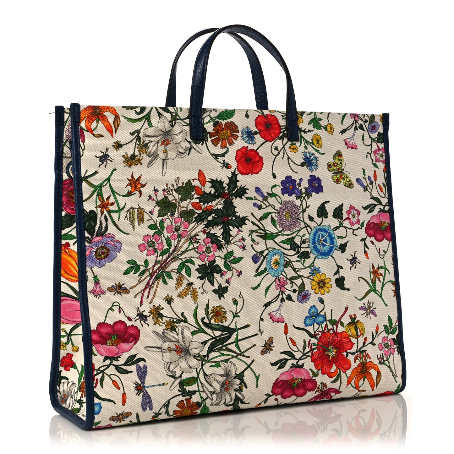 Canvas Large Flora Tote Navy Multicolor