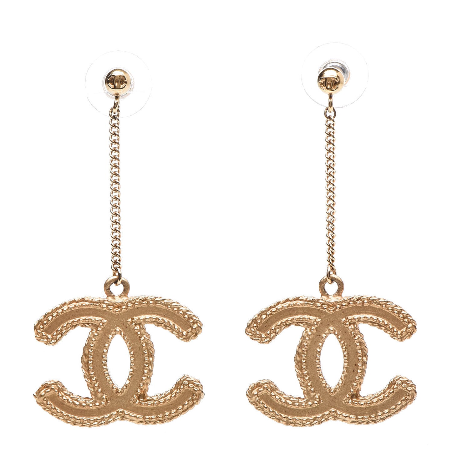 CC Drop Earrings Matte Gold