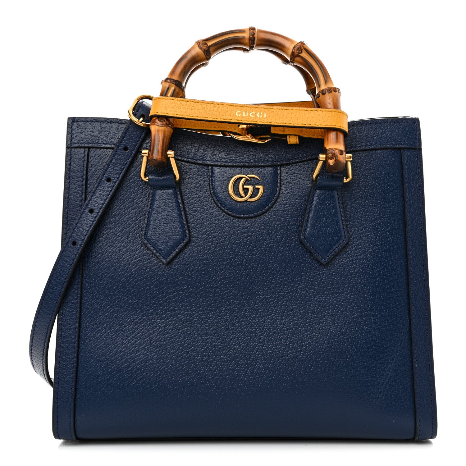 Gucci Textured Dollar Calfskin Web Small Diana Tote Bag Royal Crop 1 of 9