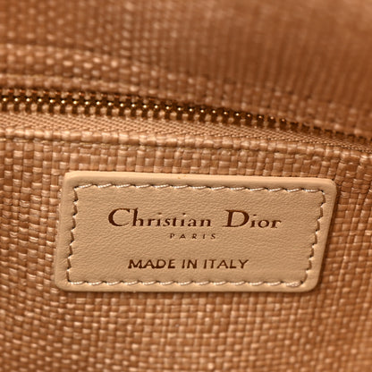 Christian Dior Raffia Woven Cannage Embroidered Medium Lady D-Lite Natural Black 6 of 10