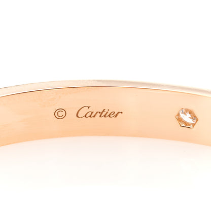 Cartier 18K Pink Gold 4 Diamond LOVE Bracelet 19 3 of 5