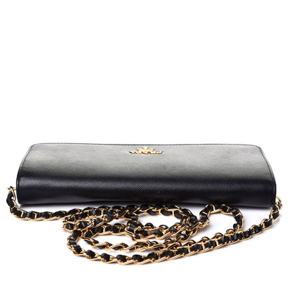 Prada Saffiano Metal Oro Chain Wallet Black 9 of 9