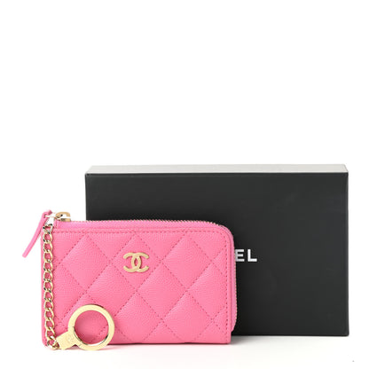 Chanel Caviar Quilted Zipped Key Holder Case Pink 8 of 8