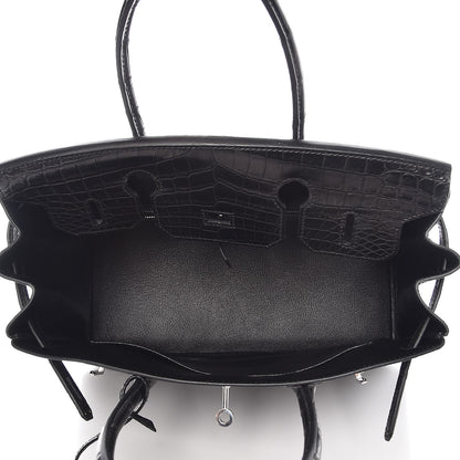Hermes Matte Niloticus Crocodile Birkin 30 Black 7 of 27