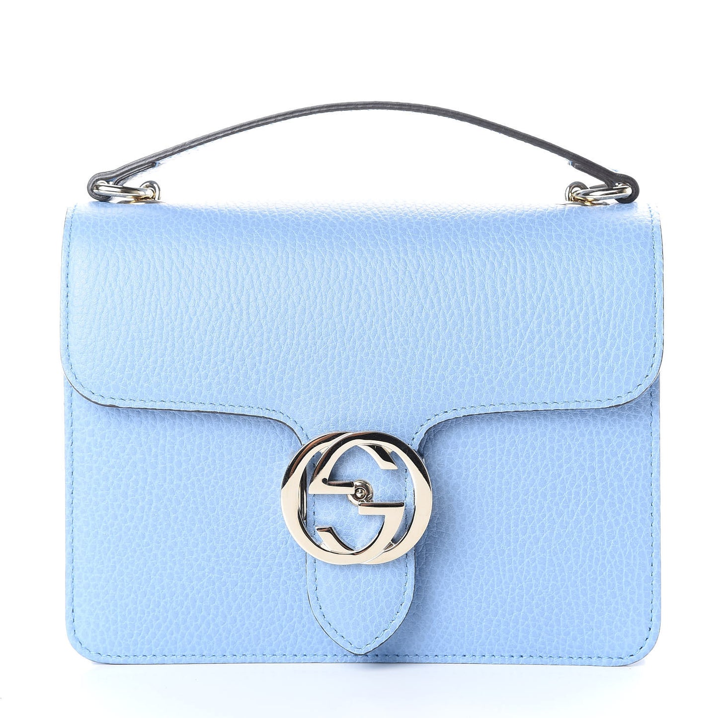 Dollar Calfskin Small Interlocking G Shoulder Bag Mineral Blue