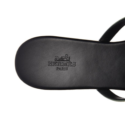 Hermes Nappa Calfskin Corfou Sandals 38 Black Lichen 6 of 9