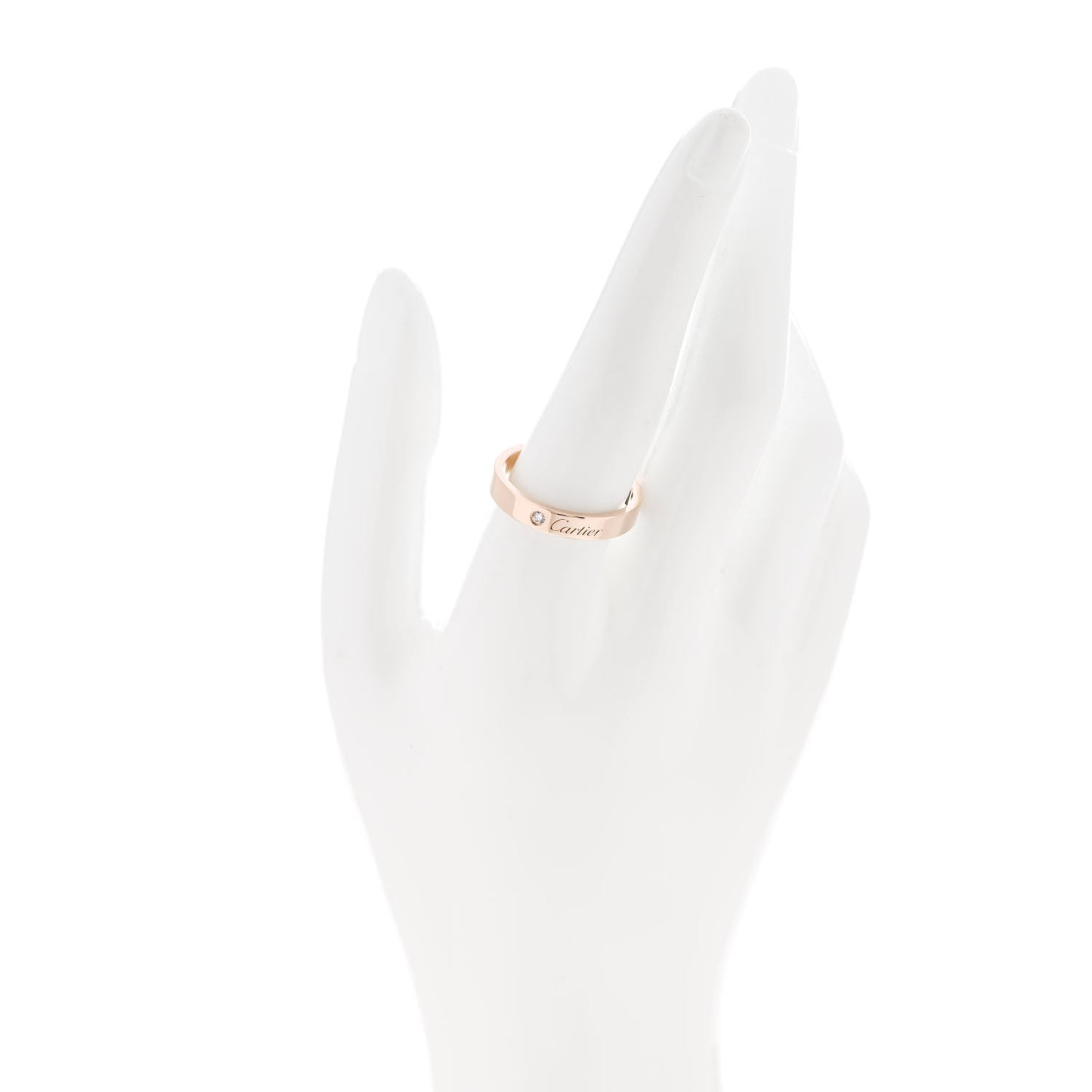 18K Pink Gold Diamond 4mm C De Cartier Wedding Band Ring 62 10