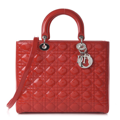 Christian Dior Patent Cannage Large Lady Dior Red 1 of 9