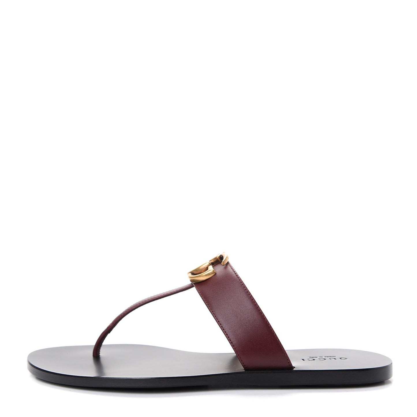 Calfskin GG Marmont Thong Sandals 36.5 Vintage Bordeaux