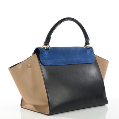 Celine Smooth Calfskin Suede Medium Tri-Color Trapeze Royal Blue 4 of 10
