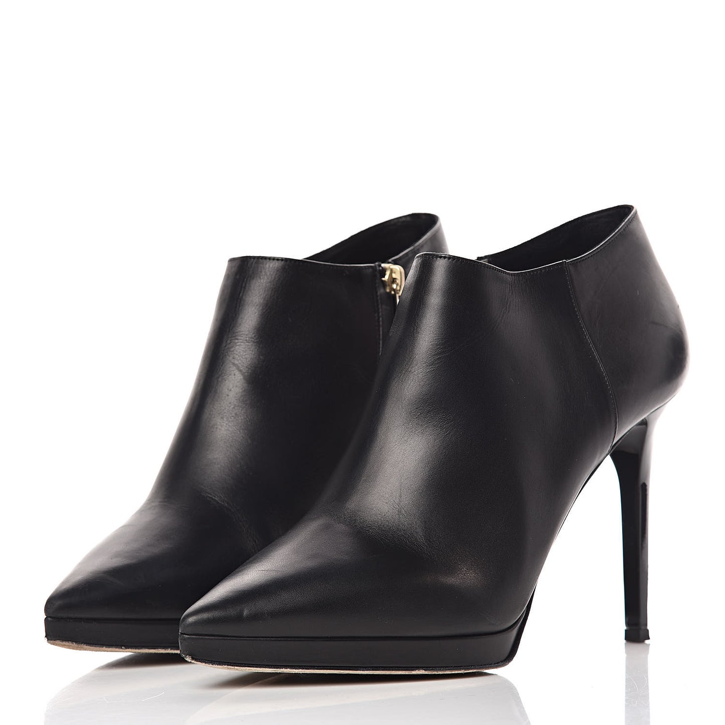Shiny Grainy Lambskin Lindsey 100 Ankle Boots 40.5 Black