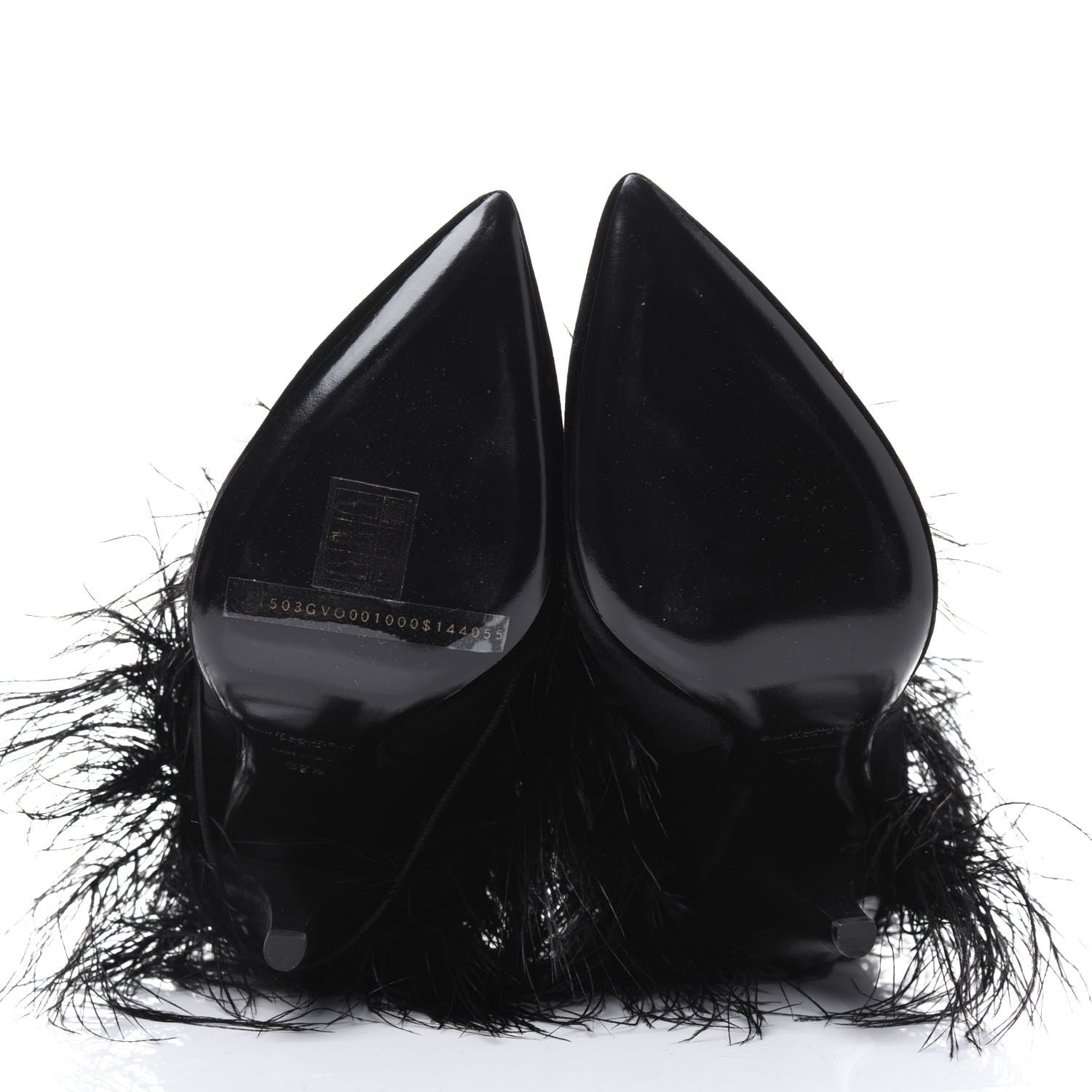 Saint Laurent Velluto Master Ostrich Yeti 110 Short Boots 37.5 Black 5 of 9