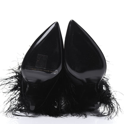 Saint Laurent Velluto Master Ostrich Yeti 110 Short Boots 37.5 Black 5 of 9