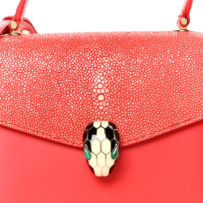Bulgari Calfskin Galuchat Serpenti Forever Crossbody Red 10 of 12