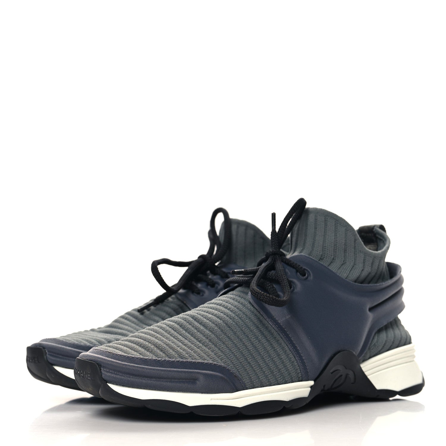 Chanel Stretch Fabric CC Sneakers 39.5 Grey 4 of 10