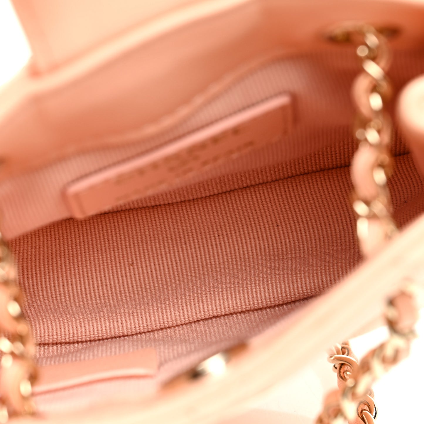 Lambskin Quilted Tiny Shopping Clutch With Chain Light Beige