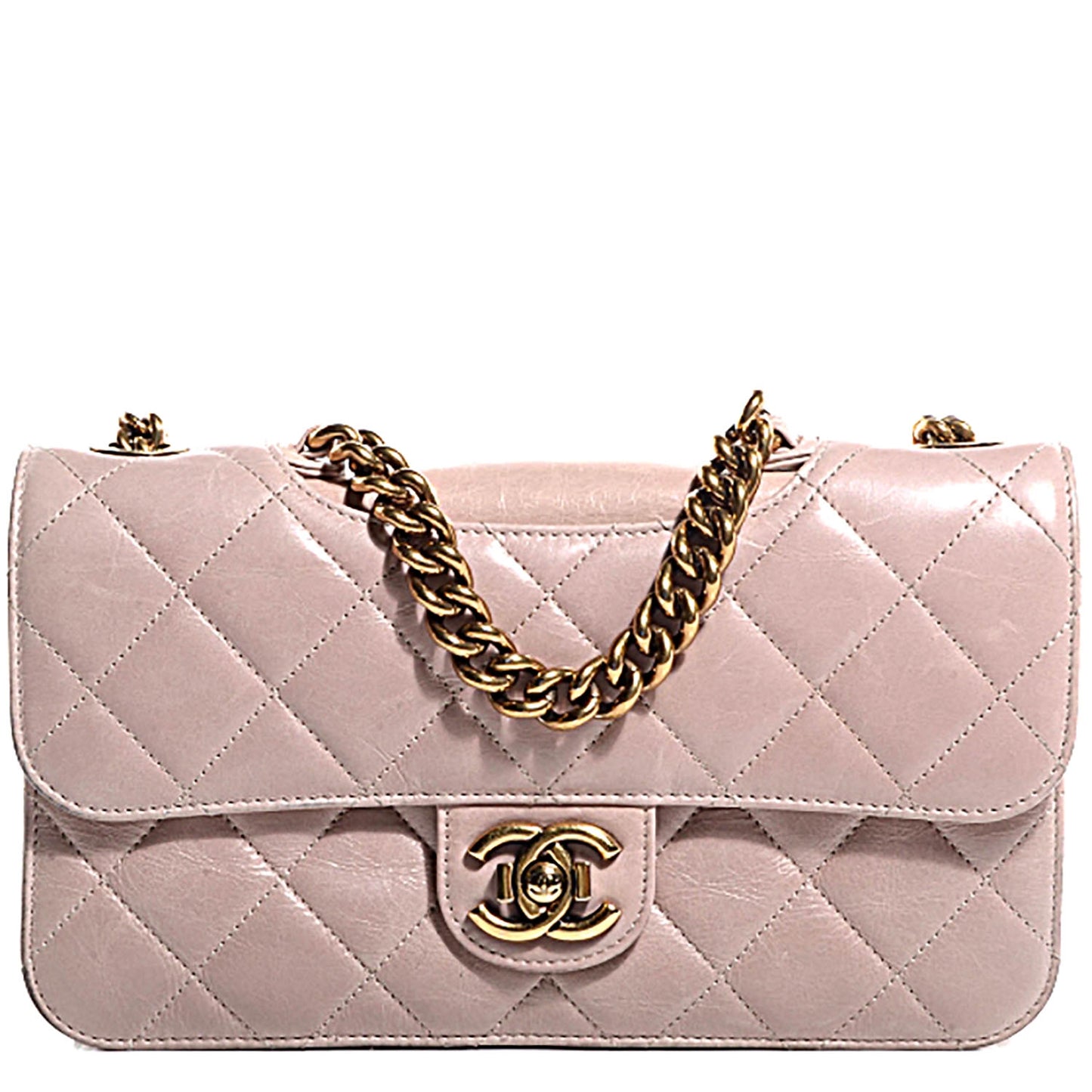 Calfskin Perfect Edge Medium Flap Light Pink