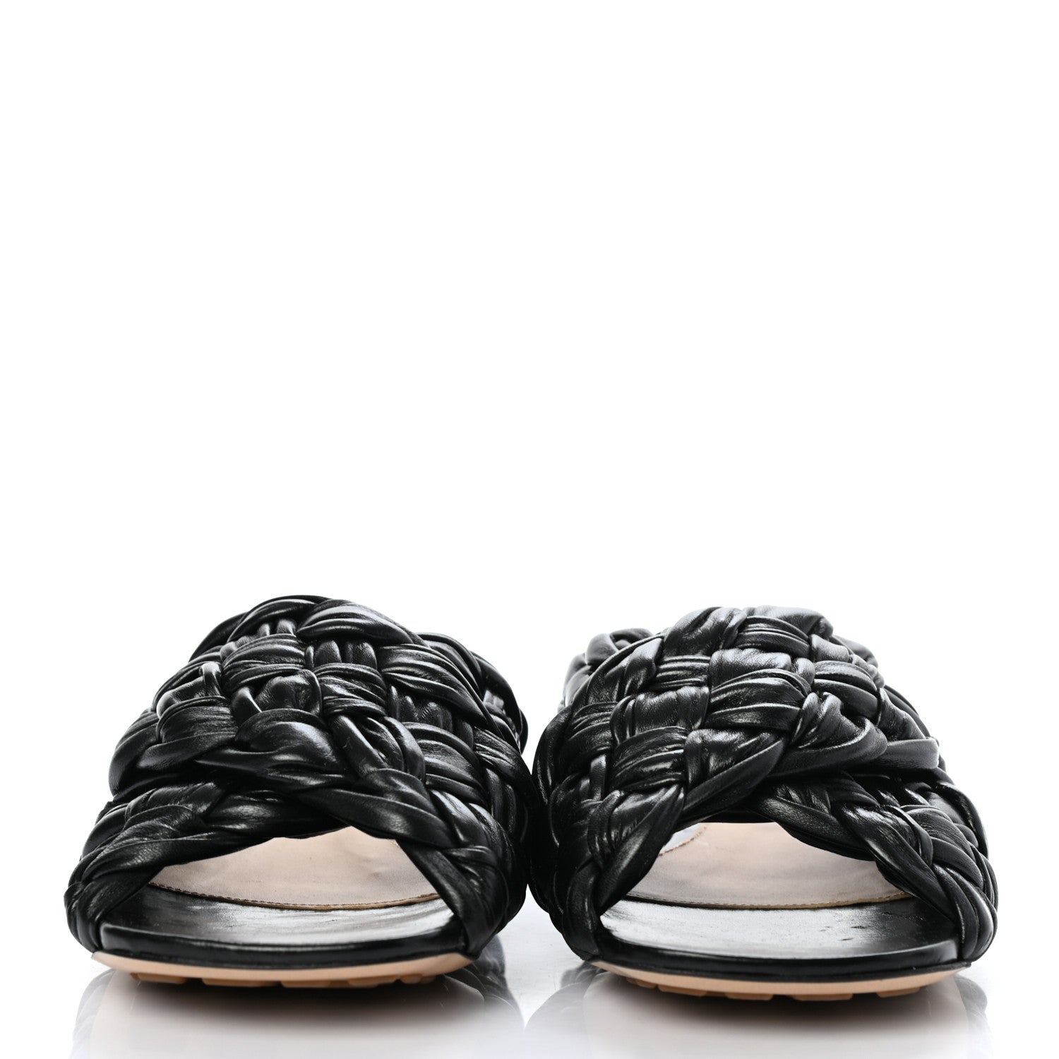 Bottega Veneta Shiny Nappa Intrecciato The Board Flat Sandals 36 Black 2 of 7