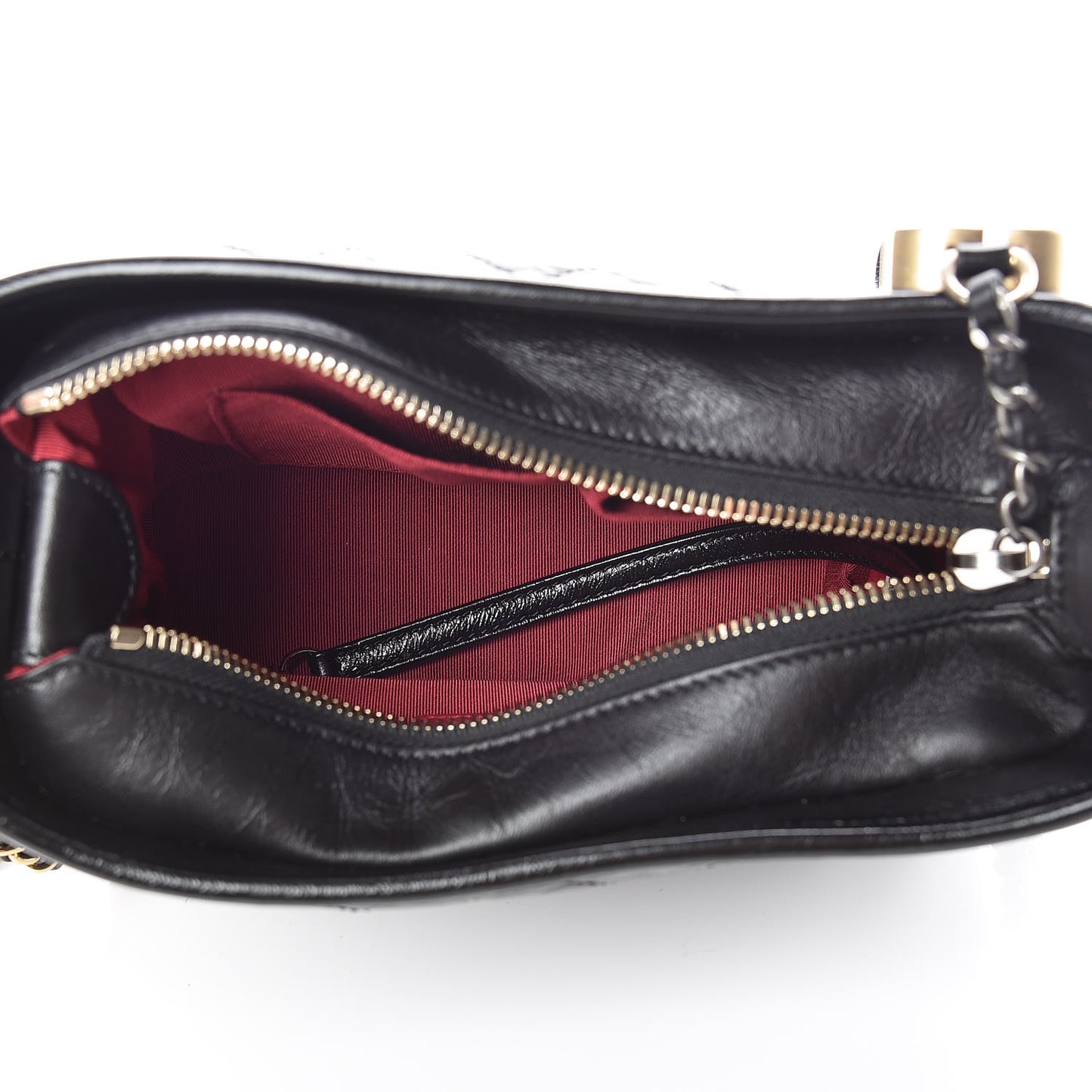 Aged Calfskin Quilted Small Gabrielle Hobo Black