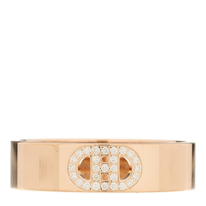 Hermes 18K Rose Gold Diamond PM H D'Ancre Ring 59 8.75 1 of 4