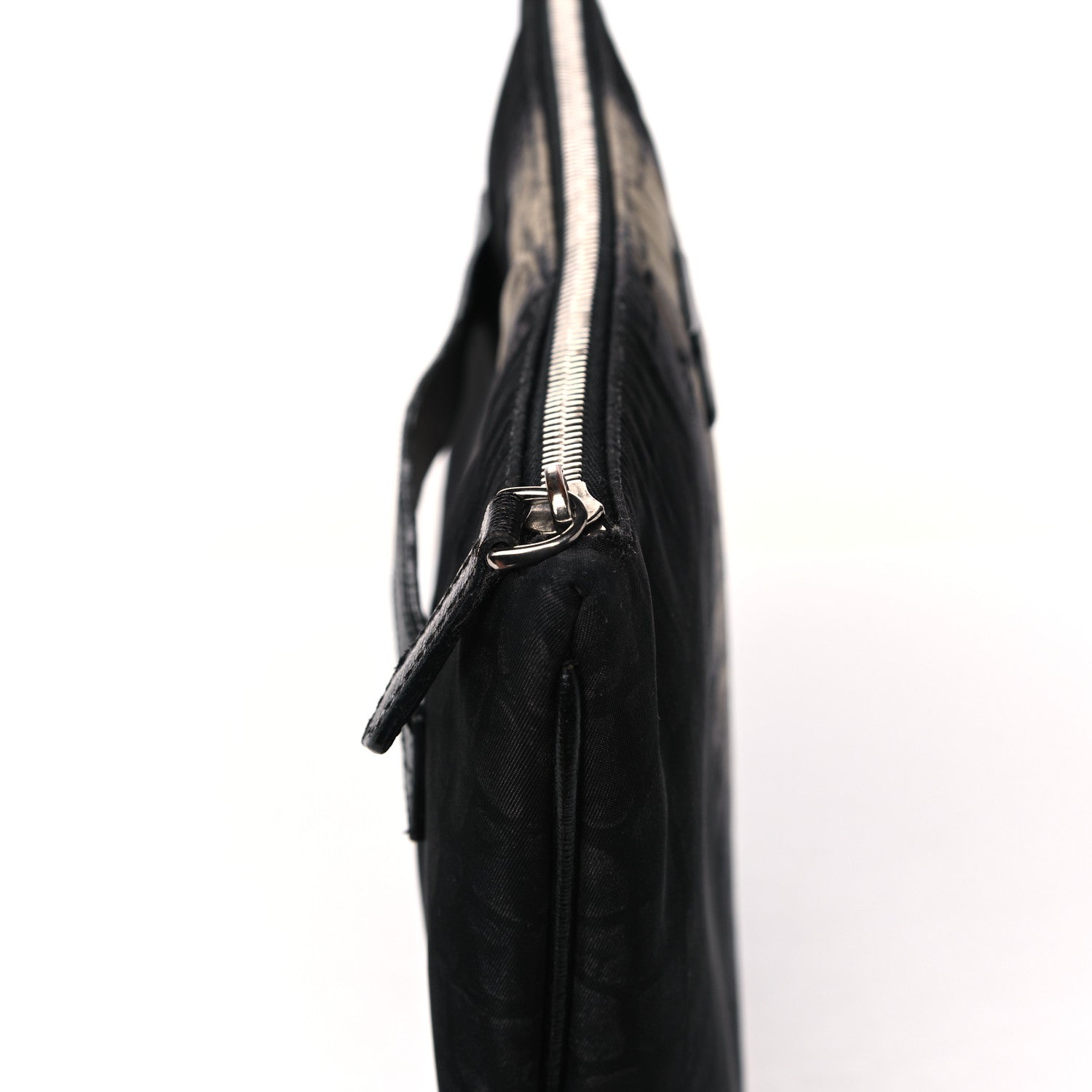 Fendi Canvas Calfskin Crocodile Printed Pouch Clutch Black Multicolor 9 of 12
