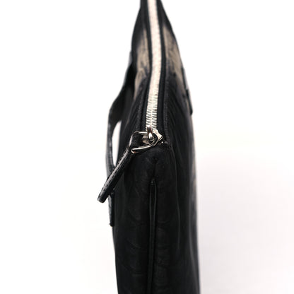 Fendi Canvas Calfskin Crocodile Printed Pouch Clutch Black Multicolor 9 of 12