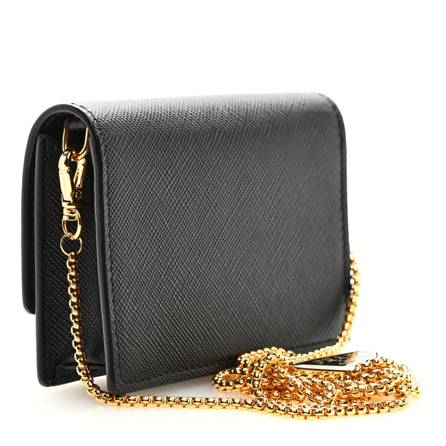 Prada Saffiano Card Holder With Chain Black 3 of 8