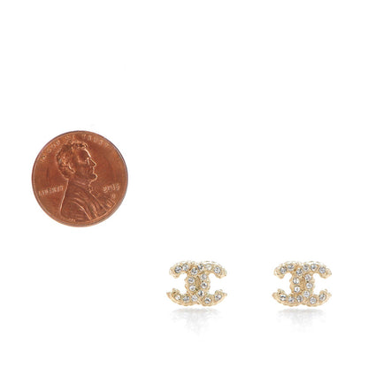 Chanel Crystal Mini CC Earrings Gold 2 of 4