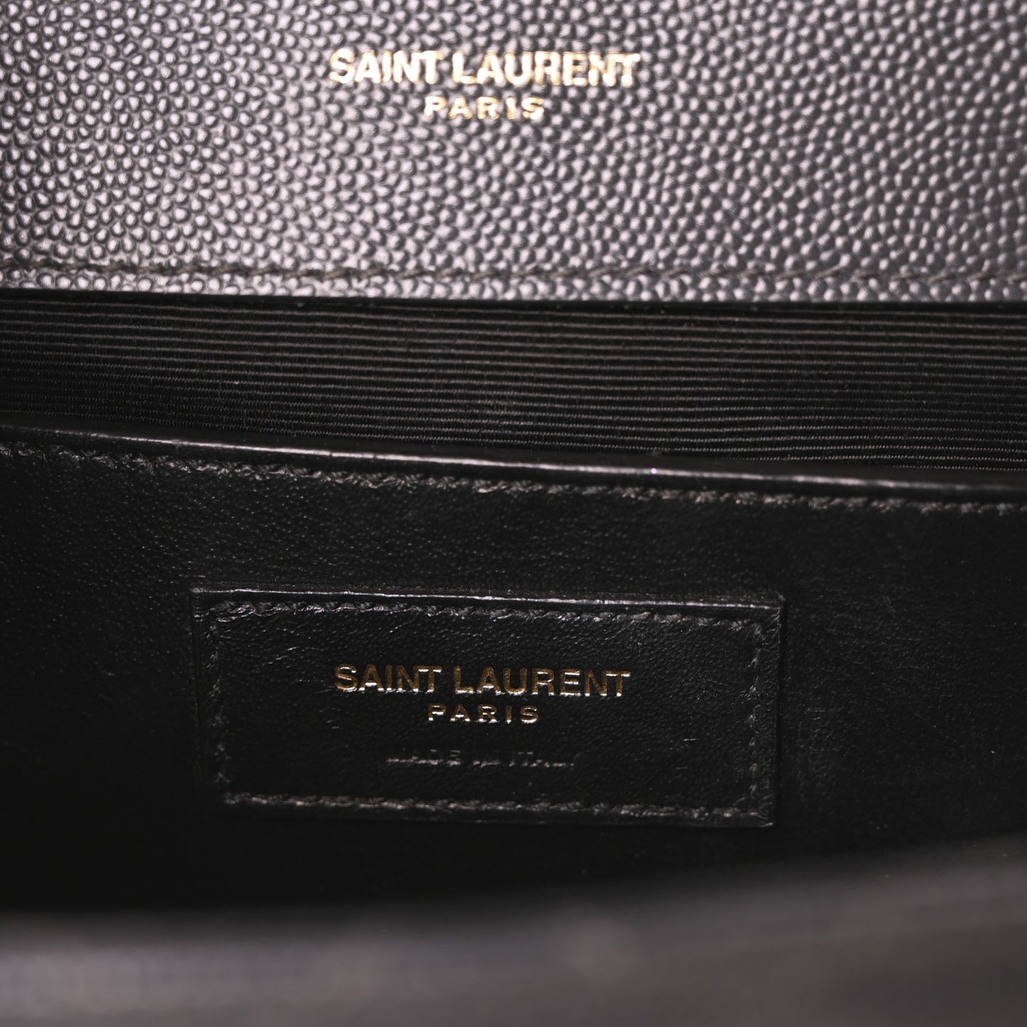 Grain De Poudre Textured Mixed Matelasse Triquilt Medium Monogram Satchel Dark Smog