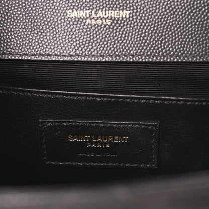 Saint Laurent Grain De Poudre Textured Mixed Matelasse Triquilt Medium Monogram Satchel Dark Smog 6 of 11