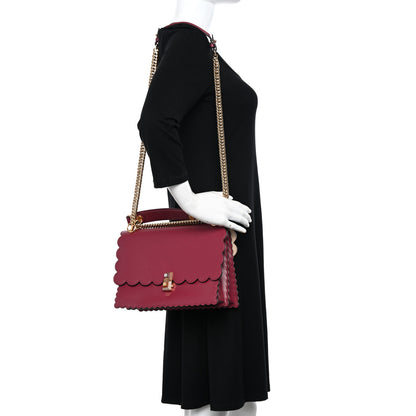 Fendi Vitello Liberty Scalloped Studded Kan I Shoulder Bag Black Cherry 2 of 10