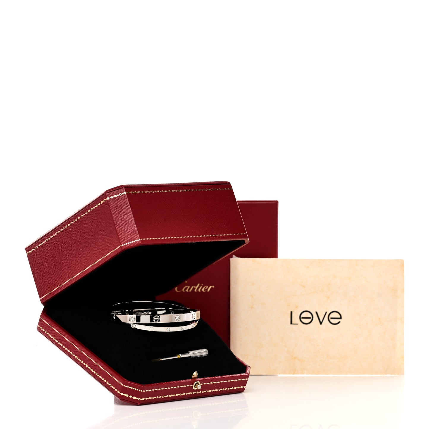 18K White Gold 12 Diamond Double LOVE Bracelet 19