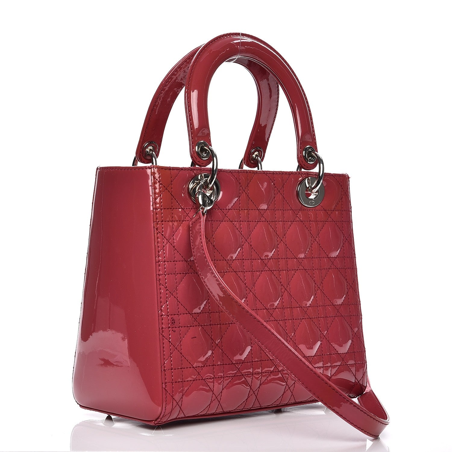 Christian Dior Patent Cannage Medium Lady Dior Dark Pink 4 of 17