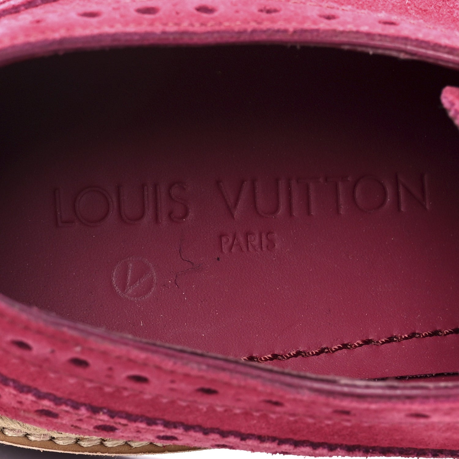 Louis Vuitton Suede Palm Beach Wing Tip Mens Derby Shoes 8.5 Red 9 of 10
