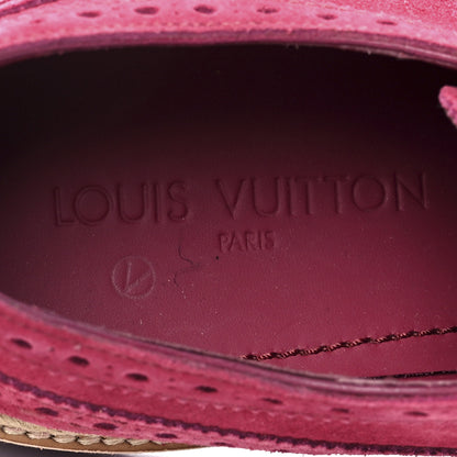 Louis Vuitton Suede Palm Beach Wing Tip Mens Derby Shoes 8.5 Red 9 of 10