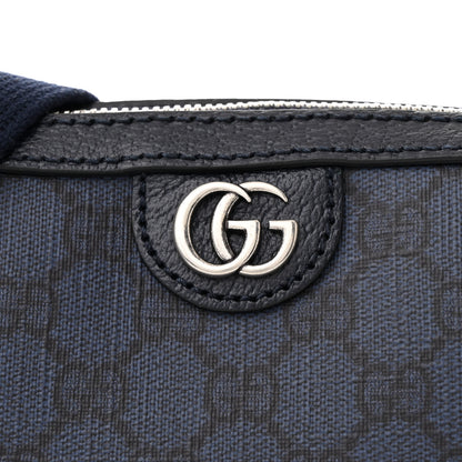 Gucci GG Supreme Monogram Textured Dollar Calfskin Web Ophidia Wristlet Shoulder Bag Black Blue 8 of 10