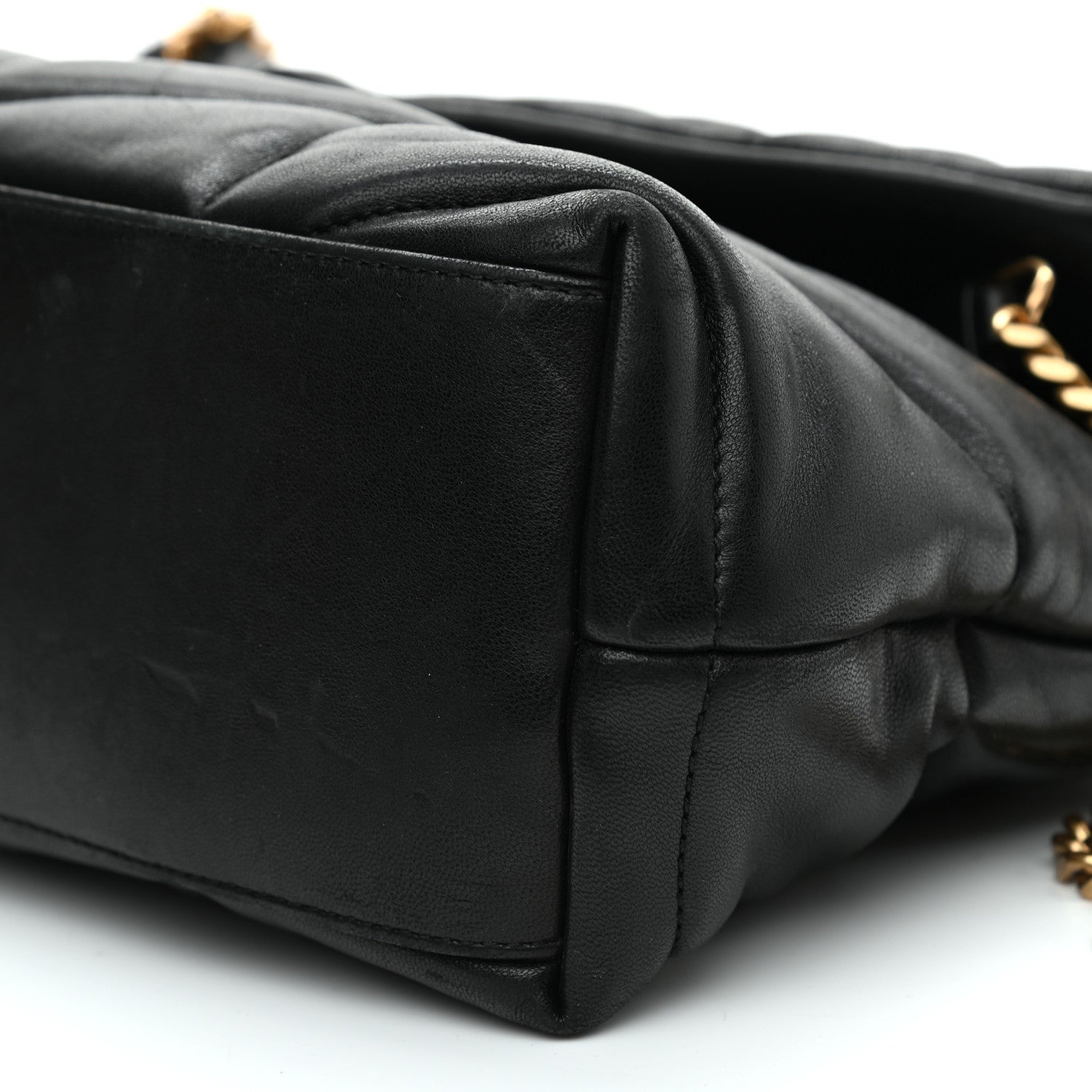 Saint Laurent Lambskin Quilted Small Loulou Puffer Monogram Chain Satchel Black 9 of 11