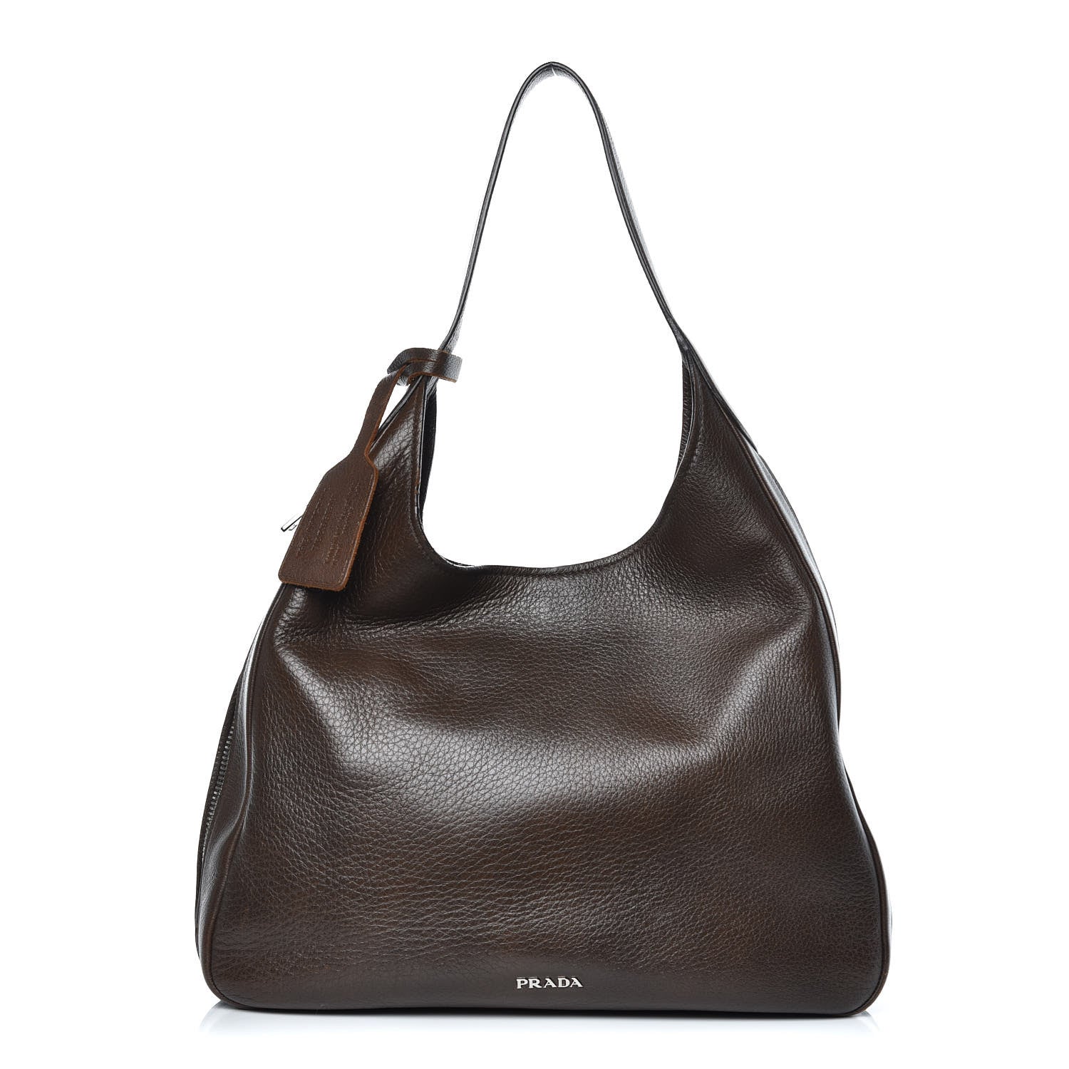 Prada Cervo Deerskin Zipper Detail Hobo Bruciato 1 of 11