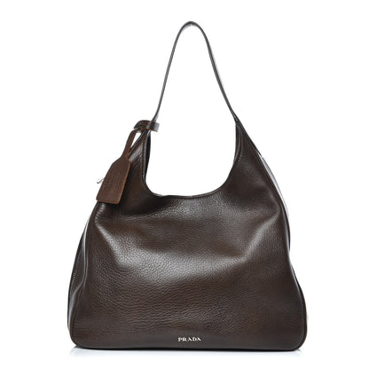 Prada Cervo Deerskin Zipper Detail Hobo Bruciato 1 of 11