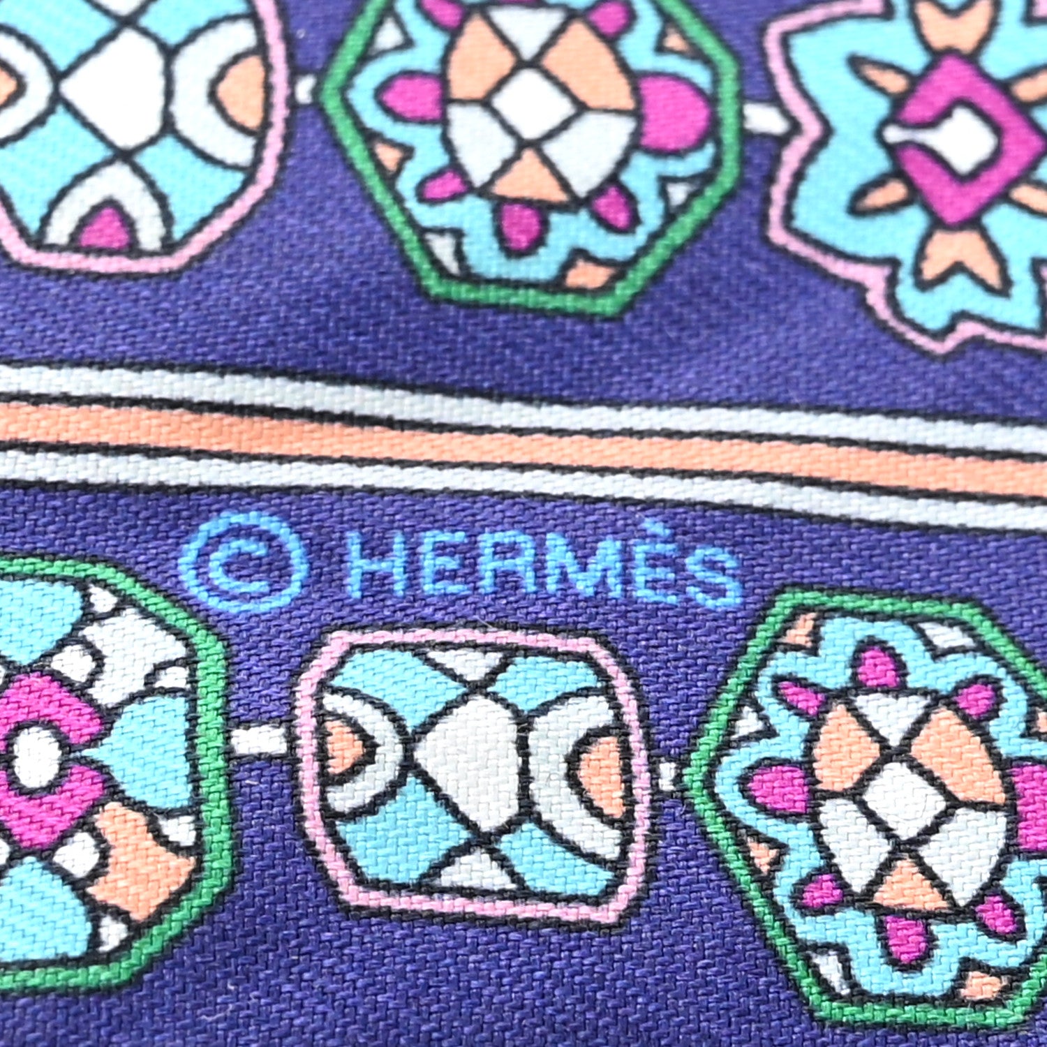 Hermes Silk Tapis Persans Twilly Vert Bleu Fuchsia 3 of 8