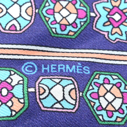 Hermes Silk Tapis Persans Twilly Vert Bleu Fuchsia 3 of 8