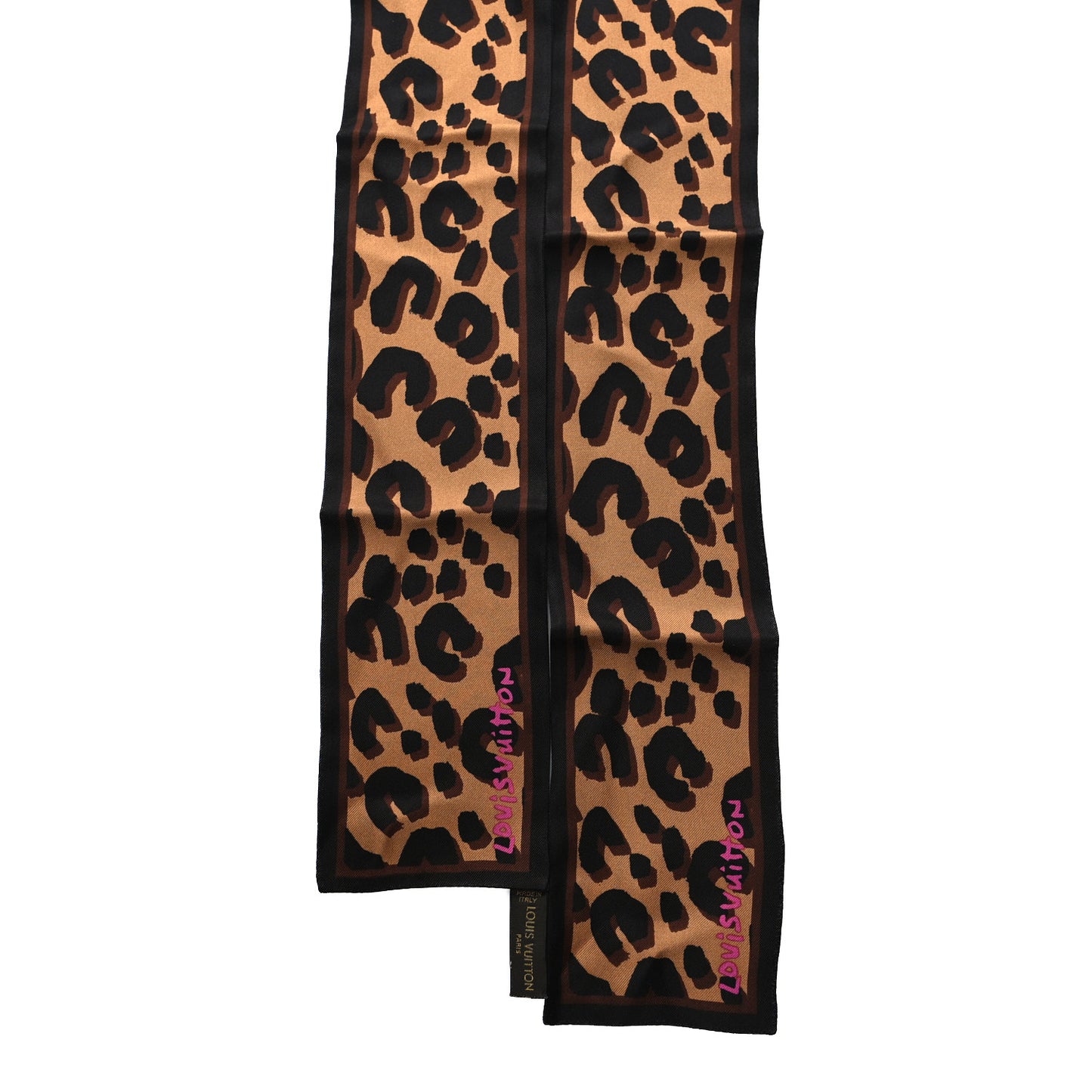 Silk Leopard Bandeau Scarf Marron